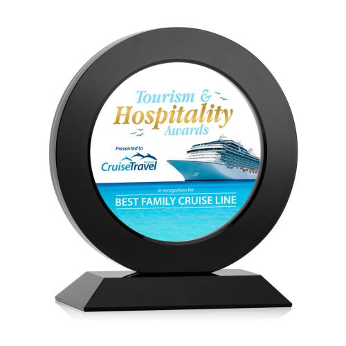Corporate Awards - Full Color Awards - London Full Color Black Circle Crystal Award