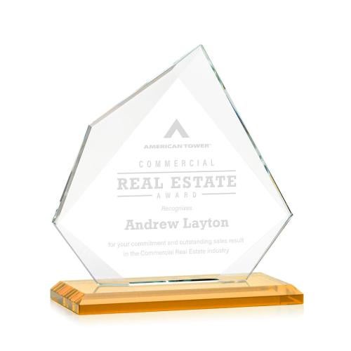 Corporate Awards - Glass Awards - Colored Glass Awards - Lexus Amber Peak Crystal Award