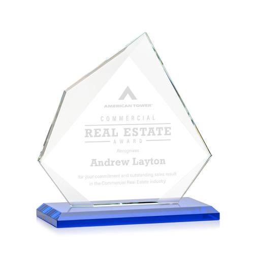 Corporate Awards - Glass Awards - Colored Glass Awards - Lexus Blue Peak Crystal Award