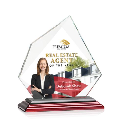 Corporate Awards - Eco Friendly Awards - Wood Awards - Lexus Full Color Rosewood Peak Crystal Award