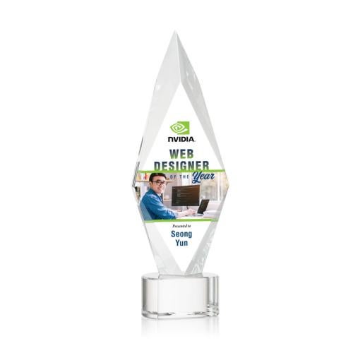 Corporate Awards - Full Color Awards - Manilow Full Color Clear on Paragon Base Crystal Award