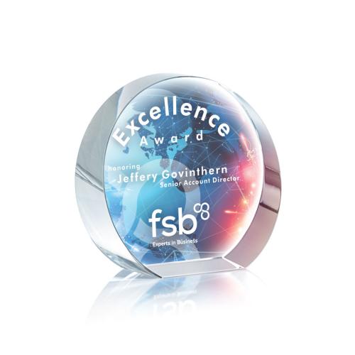 Corporate Awards - Budget Awards & Trophies - Glenwood Full Color Circle Crystal Award