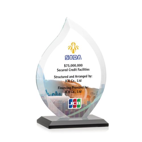 Corporate Awards - Crystal Awards - Crystal Flame Awards - Nestor Full Color Black Flame Crystal Award