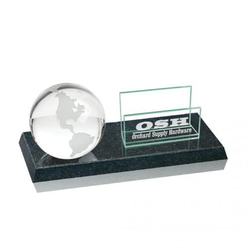 Corporate Gifts, Recognition Gifts and Desk Accessories - Desk Accessories - Granite Cardhioder - Clear Globe