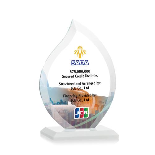 Corporate Awards - Crystal Awards - Crystal Flame Awards - Nestor Full Color White Flame Crystal Award