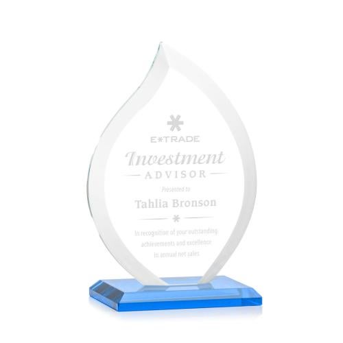 Corporate Awards - Crystal Awards - Crystal Flame Awards - Nestor Sky Blue Flame Crystal Award