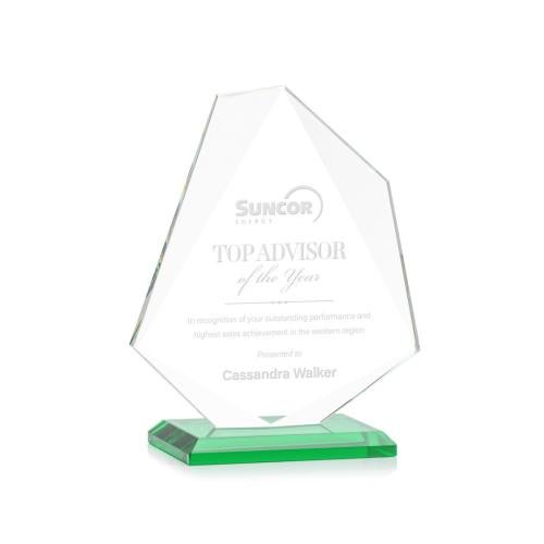 Corporate Awards - Glass Awards - Colored Glass Awards - Picton Green Abstract / Misc Crystal Award