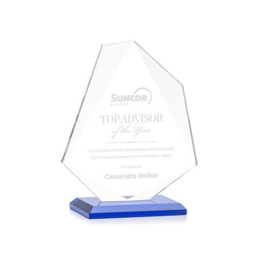 Corporate Awards - Glass Awards - Colored Glass Awards - Picton Blue Abstract / Misc Crystal Award