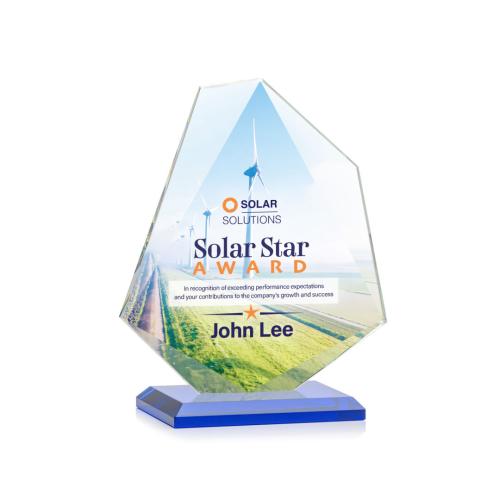 Corporate Awards - Glass Awards - Colored Glass Awards - Picton Full Color Blue Abstract / Misc Crystal Award