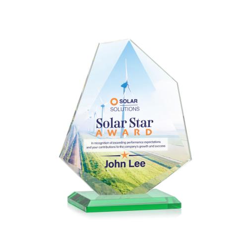 Corporate Awards - Glass Awards - Colored Glass Awards - Picton Full Color Green Abstract / Misc Crystal Award