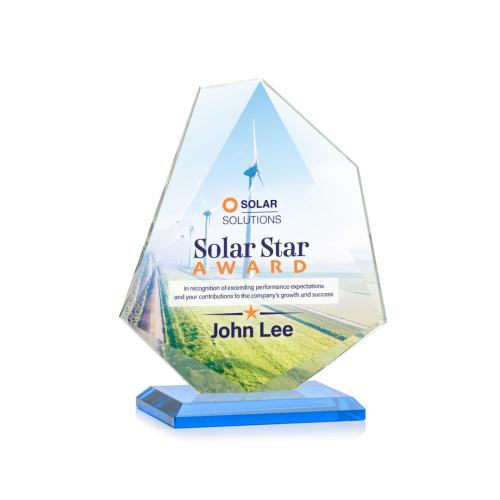Corporate Awards - Full Color Awards - Picton Full Color Sky Blue Abstract / Misc Crystal Award