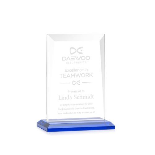 Corporate Awards - Glass Awards - Colored Glass Awards - Sullivan Blue Rectangle Crystal Award