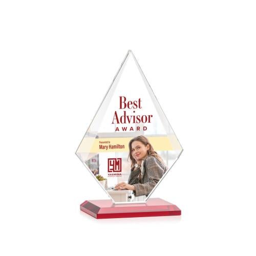 Corporate Awards - Crystal Awards - Colored Crystal - Red Crystal Awards - Rideau Full Color Red Crystal Award