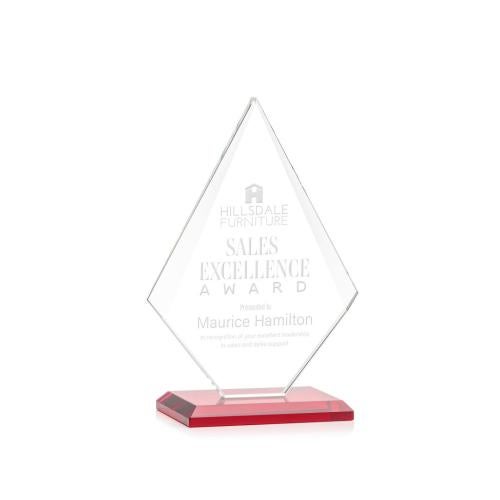 Corporate Awards - Crystal Awards - Colored Crystal - Red Crystal Awards - Rideau Red  Crystal Award