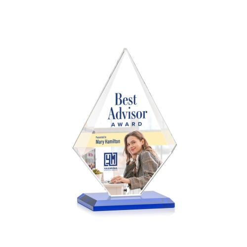 Corporate Awards - Glass Awards - Colored Glass Awards - Rideau Full Color Blue Crystal Award