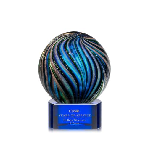 Corporate Awards - Modern Awards - Malton Blue on Paragon Base Spheres Glass Award
