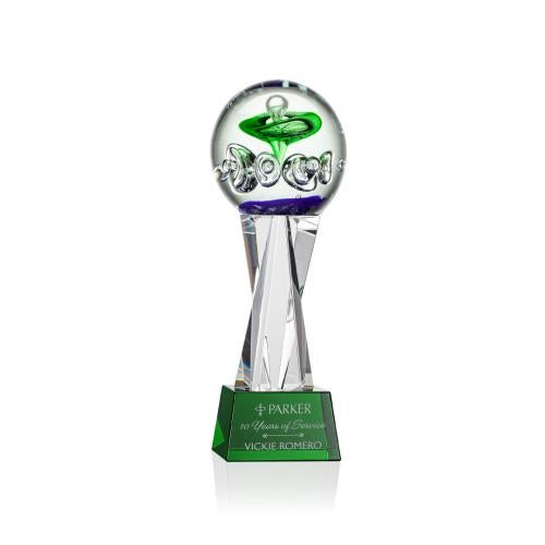 Corporate Awards - Modern Awards - Aquarius Green on Grafton Base Obelisk Glass Award