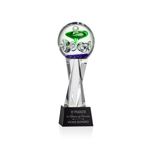 Corporate Awards - Modern Awards - Aquarius Black on Grafton Base Obelisk Glass Award