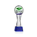 Aquarius Blue on Grafton Base Obelisk Glass Award