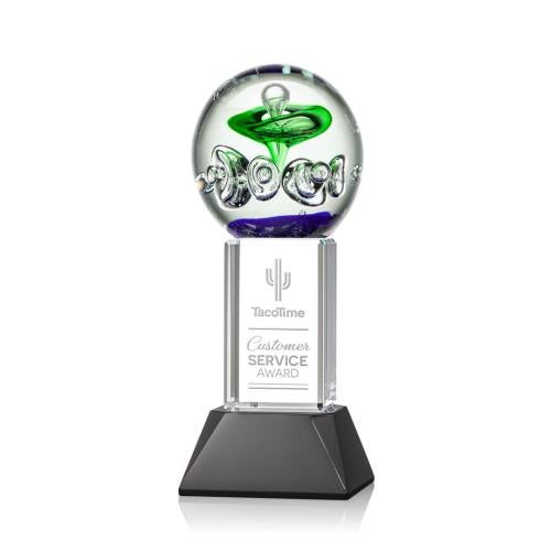 Corporate Awards - Modern Awards - Aquarius Black on Stowe Base Obelisk Glass Award