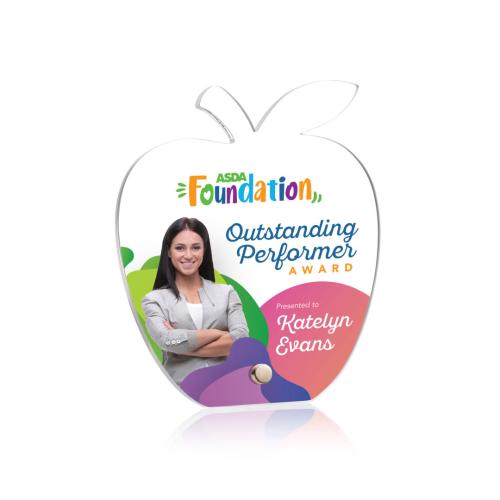 Corporate Awards - Budget Awards & Trophies - Polaris Apple Full Color Gold Apples Acrylic Award