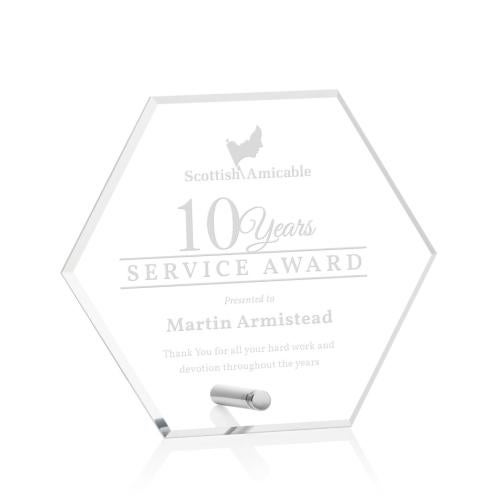 Corporate Awards - Budget Awards & Trophies - Polaris Hexagon Silver Acrylic Award