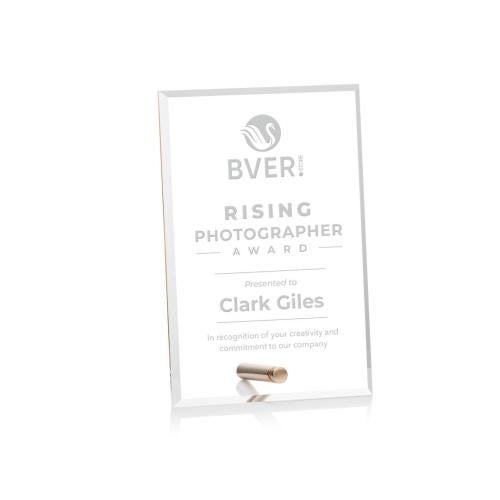 Corporate Awards - Budget Awards & Trophies - Polaris (V) Gold Rectangle Acrylic Award