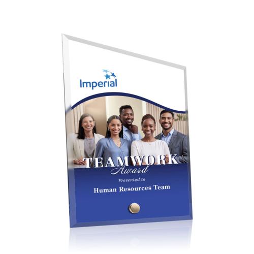 Corporate Awards - Budget Awards & Trophies - Polaris Full Color Gold Peak Acrylic Award