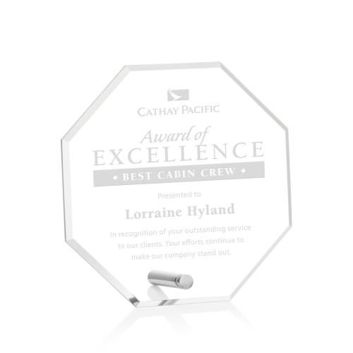Corporate Awards - Budget Awards & Trophies - Polaris Octagon Silver Acrylic Award