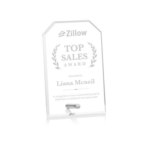 Corporate Awards - Budget Awards & Trophies - Polaris Clipped Silver Rectangle Acrylic Award