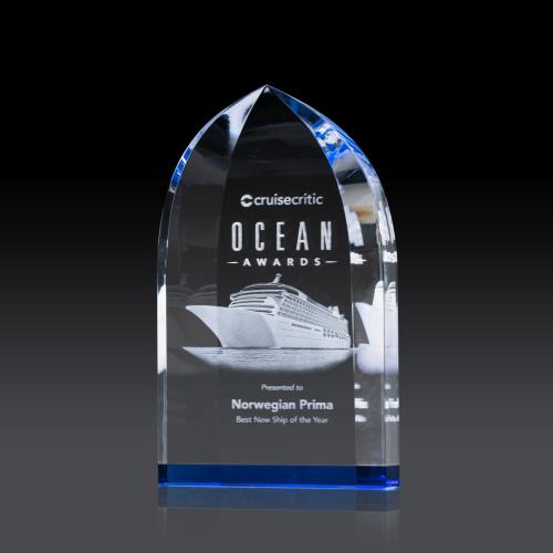 Corporate Awards - Glass Awards - Colored Glass Awards - Strobel Arch & Crescent (3D) Crystal Award