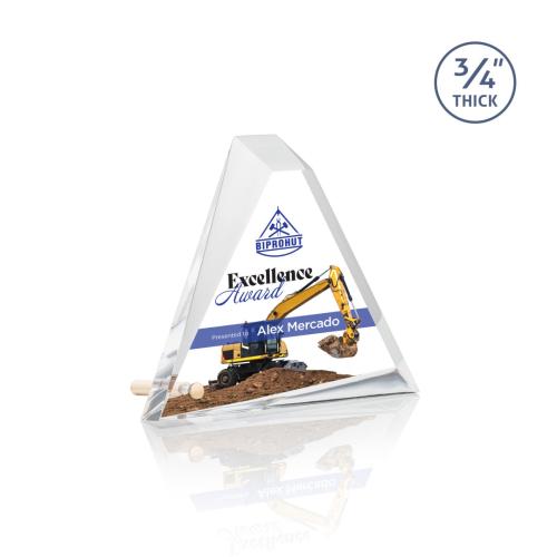 Corporate Awards - Budget Awards & Trophies - Mosaic Triangle Full Color Gold Pyramid Acrylic Award