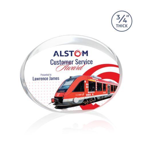 Corporate Awards - Budget Awards & Trophies - Mosaic Oval Full Color Silver Circle Acrylic Award