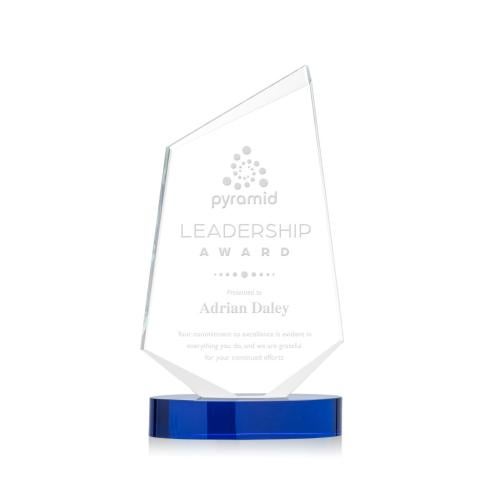 Corporate Awards - Glass Awards - Colored Glass Awards - Portland Blue Peak Crystal Award