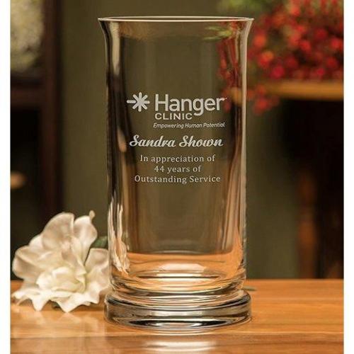 Corporate Awards - Service Awards - Clear Crystal Bancroft Hurricane Vase with Heavyweight Base