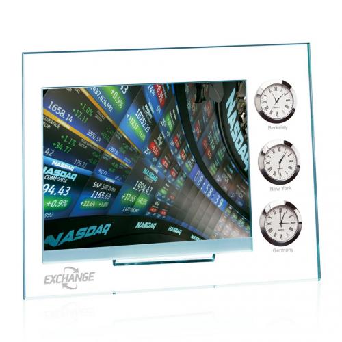 Corporate Gifts, Recognition Gifts and Desk Accessories - Clocks - Dateline Clock/Frame - Jade/Chrome
