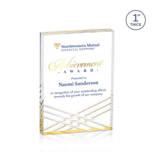 Corporate Awards - Budget Awards & Trophies - Chestham Full Color Gold Rectangle Acrylic Award