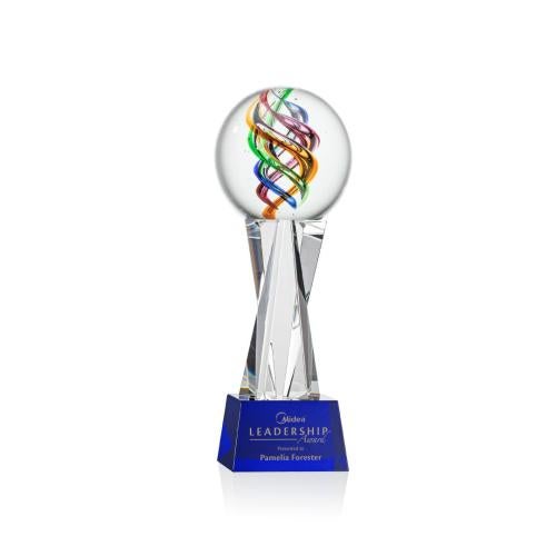 Corporate Awards - Modern Awards - Galileo Blue on Grafton Base Spheres Glass Award