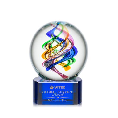Corporate Awards - Modern Awards - Galileo Blue on Paragon Base Spheres Glass Award