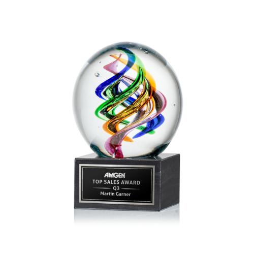 Corporate Awards - Modern Awards - Galileo Spheres on Square Marble Base Glass Award