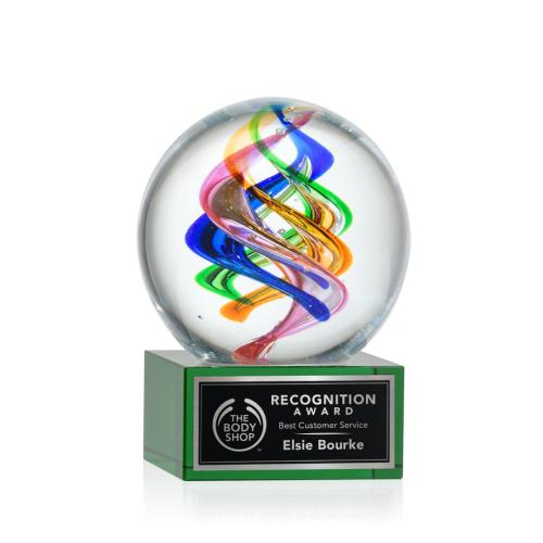 Corporate Awards - Modern Awards - Galileo Green on Hancock Base Spheres Glass Award