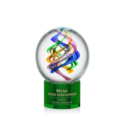 Corporate Awards - Modern Awards - Galileo Green on Marvel Base Spheres Glass Award