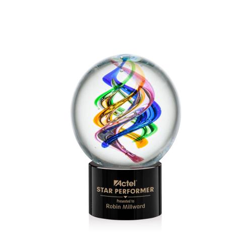 Corporate Awards - Modern Awards - Galileo Black on Marvel Base Spheres Glass Award