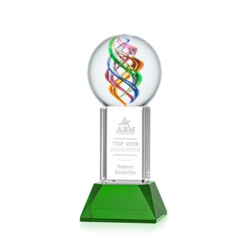 Corporate Awards - Modern Awards - Galileo Green on Stowe Base Spheres Glass Award
