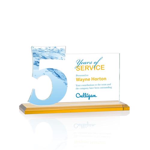 Corporate Awards - Glass Awards - Colored Glass Awards - Hazelton Full Color Amber Crystal Award