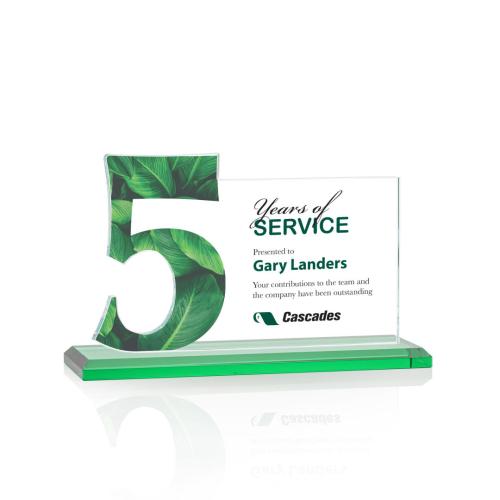 Corporate Awards - Glass Awards - Colored Glass Awards - Hazelton Full Color Green Crystal Award