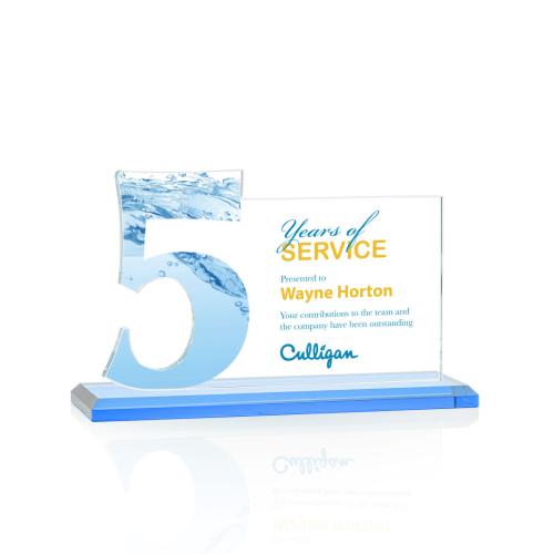 Corporate Awards - Full Color Awards - Hazelton Full Color Sky Blue Crystal Award