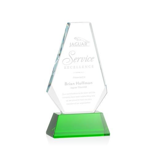 Corporate Awards - Glass Awards - Colored Glass Awards - Kingsley Green Crystal Award