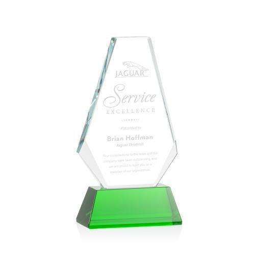 Corporate Awards - Glass Awards - Colored Glass Awards - Kingsley Green on Newhaven Base Crystal Award