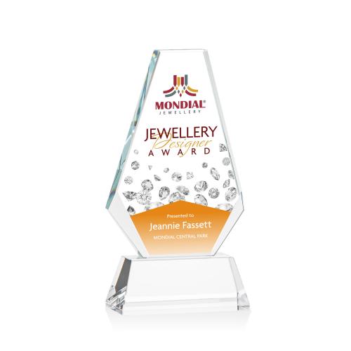 Corporate Awards - Full Color Awards - Kingsley Full Color Clear on Newhaven Base Crystal Award